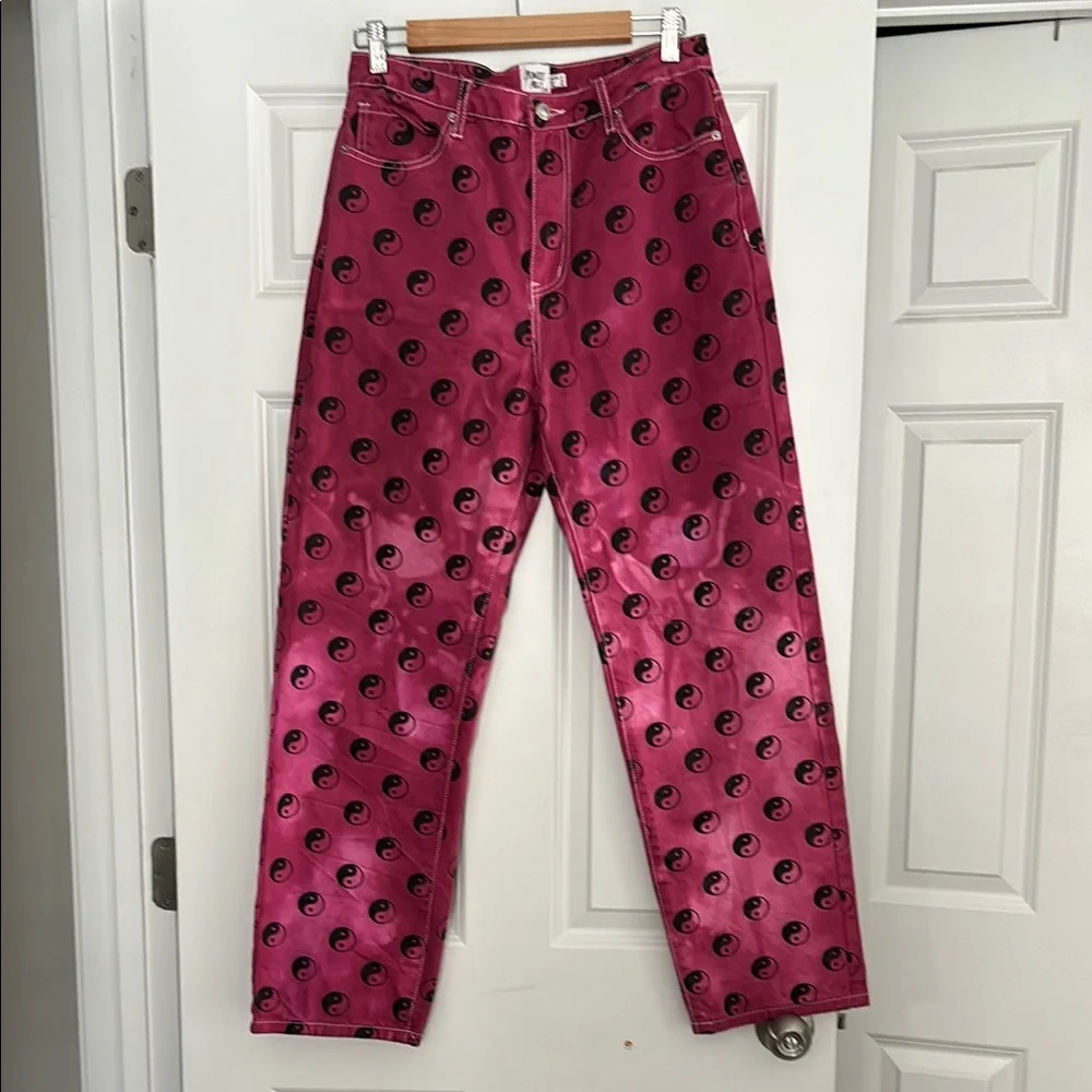 Princess Polly Pink Yin Yang Print Jeans Size 10 Women’s - Picture 3 of 15